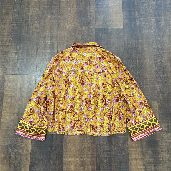 Free People Intimately Pajama Party Satin Gold Floral Set Sz L - Picture 8 of 10